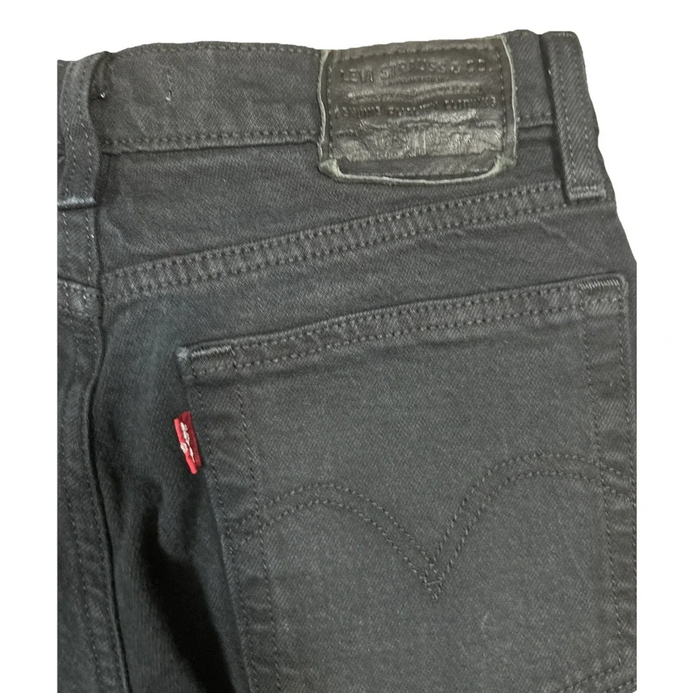 Levis Wedgie Straight BIG E Black Jeans Women's Size 24 Stretch‎ Button Fly